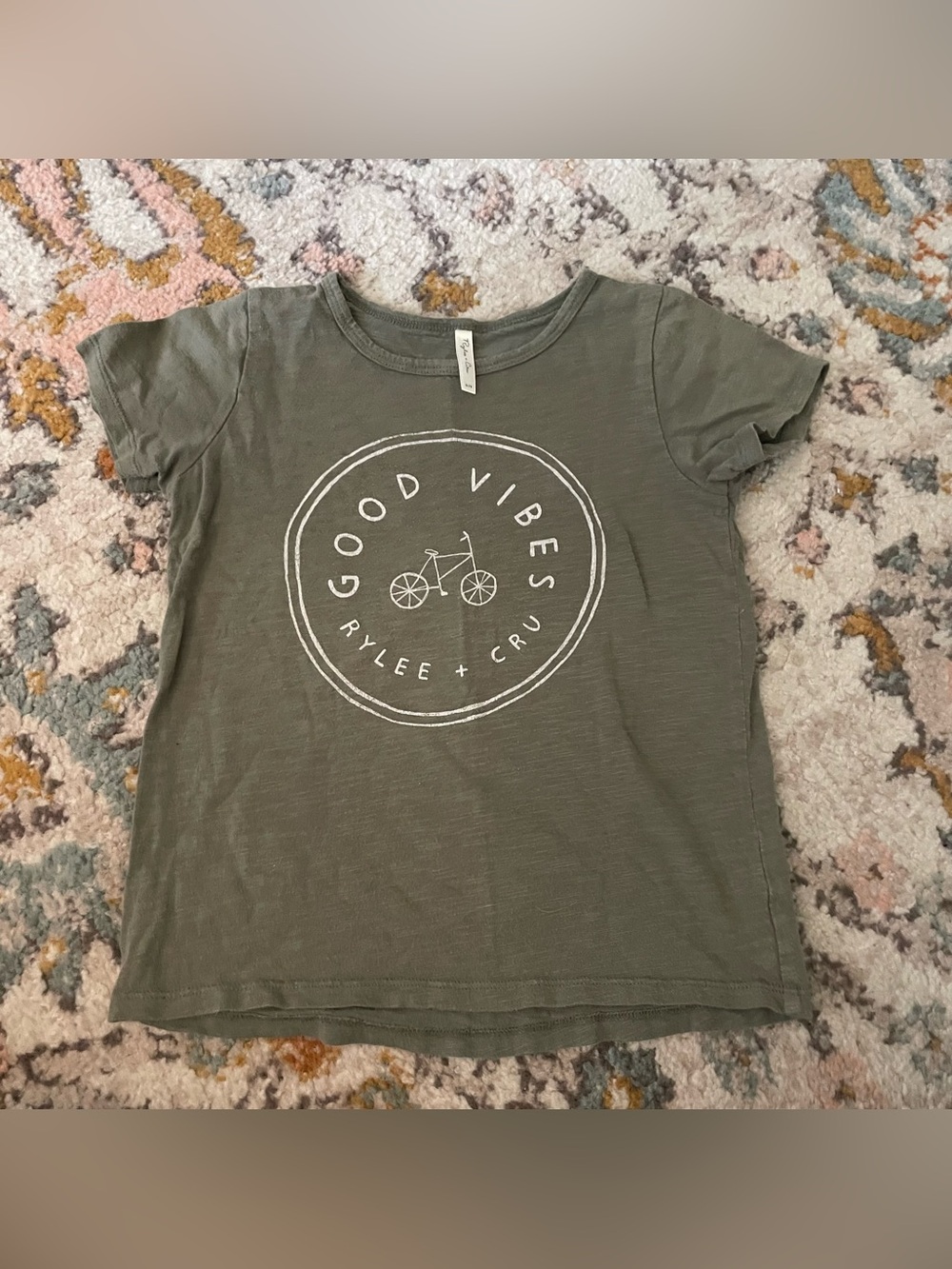 Rylee + Cru Olive Green 'Good Vibes' Short Sleeve Tee